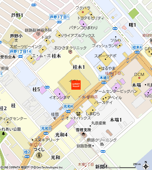 イオン釧路店付近の地図